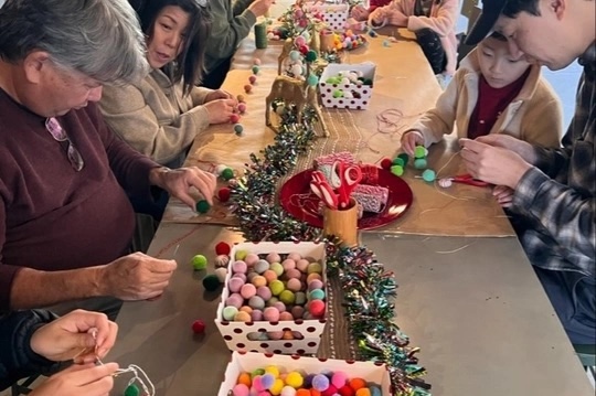 Santa's Workshop: Festive Holiday Pom Pom Garland (Ages 4 and up)