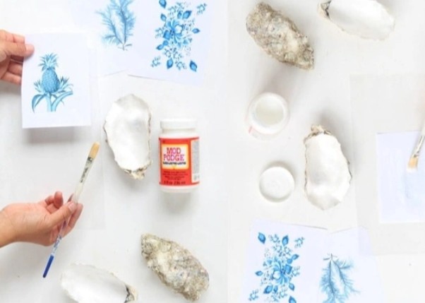 Crafty Happy Hour: Decoupage Oyster Shells