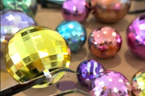 Disco Ball Wreath Making