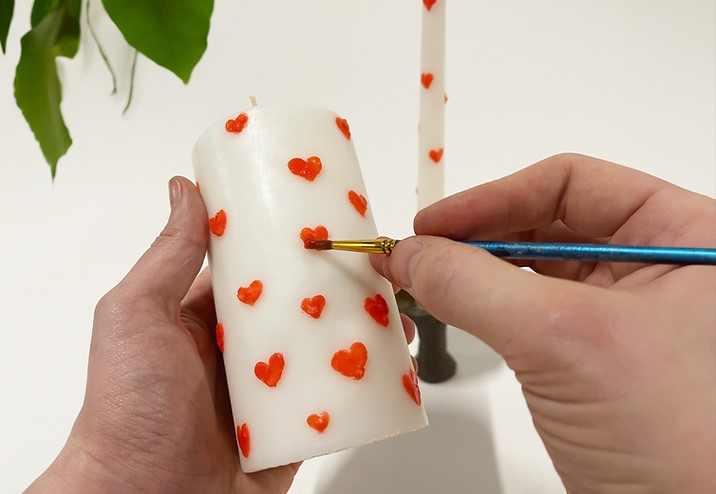 Valentines Candle and Wax Painting