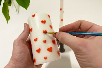 Valentines Candle and Wax Painting