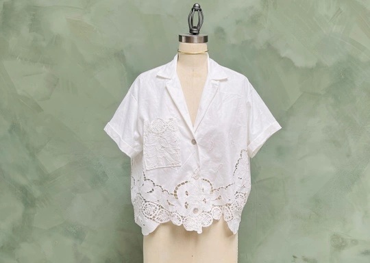Upcycled Table Cloth Camp Shirt