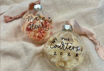 Hand-Lettered Holiday Ornaments