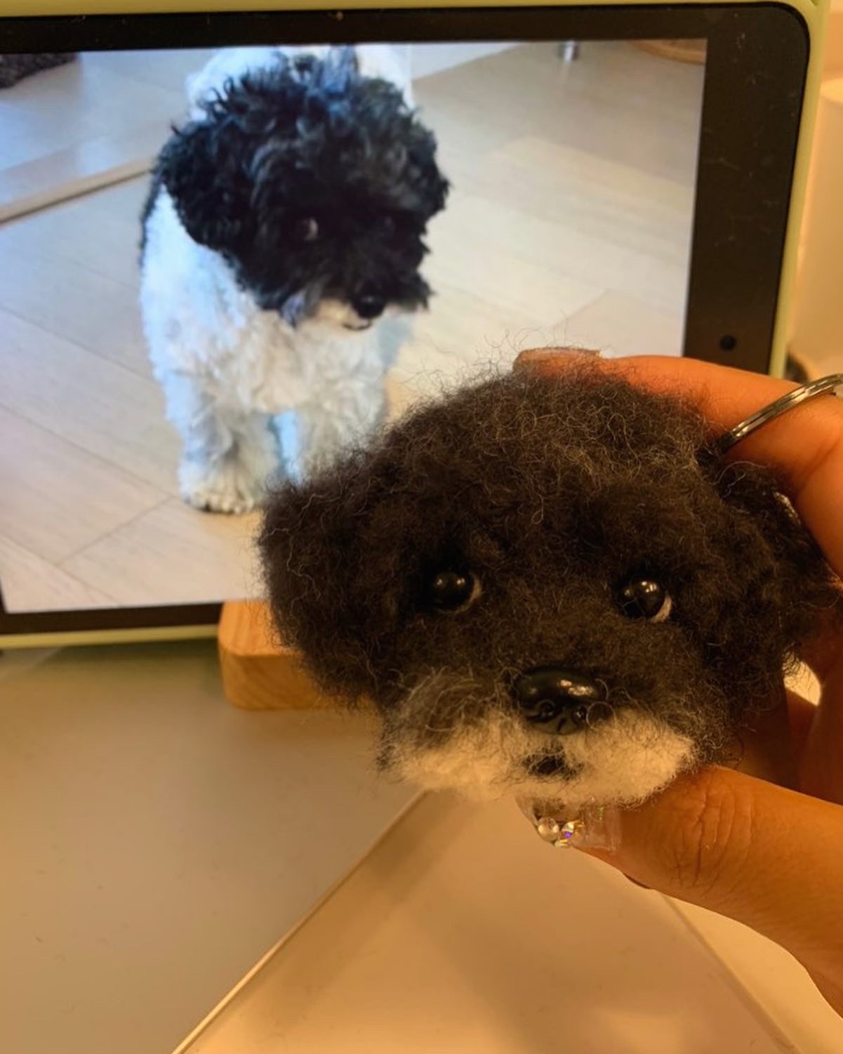 Needle Felted Custom Dog Portrait Keyring - 3 Sessions