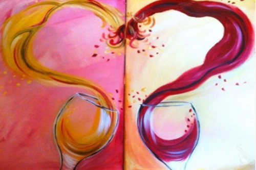 Romantic Wine Heart Canvas Art