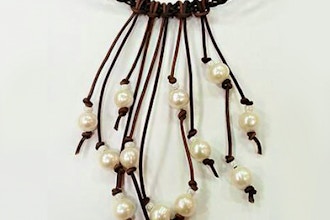 Pearl and Leather Bib Necklace