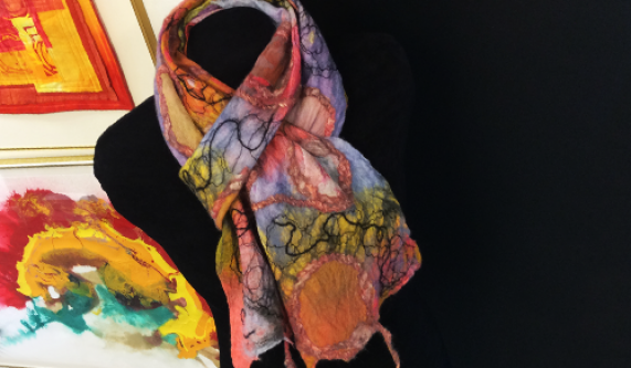 Laminated (Nuno) Felted Silk Scarf(Berwyn)