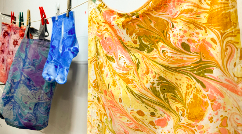 Marbling on Fabric and Paper