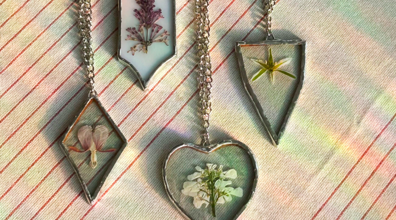 Pressed Flower Glass Jewelry