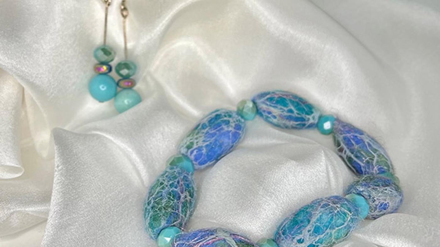 Bracelet and Earrings with Felted Beads