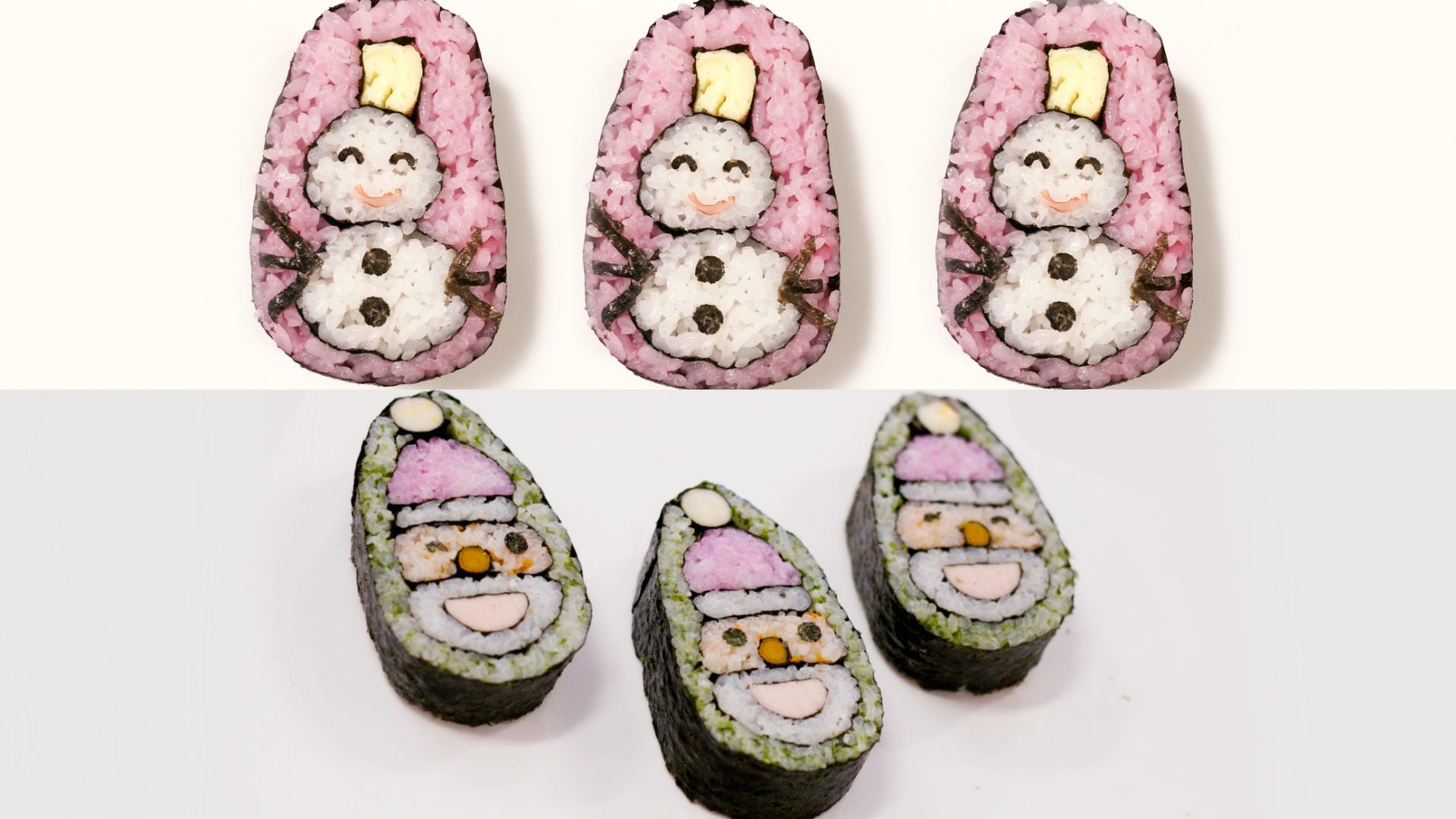 Unique Sushi Roll: Santa & Snowman Sushi