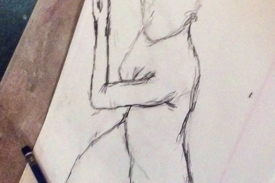 Studio Drawing Seated Female Figure
