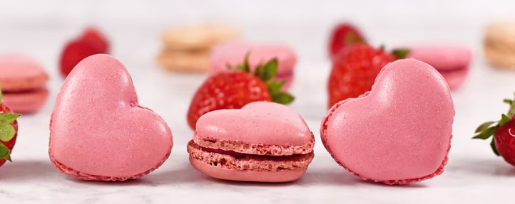 Heart Macarons with Raspberry Filling