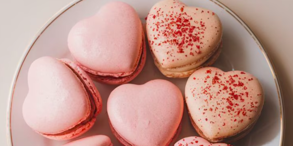 Heart Macarons with Raspberry Filling
