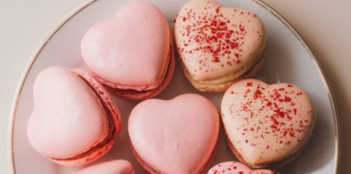 Heart Shape Macarons with Raspberry Filling