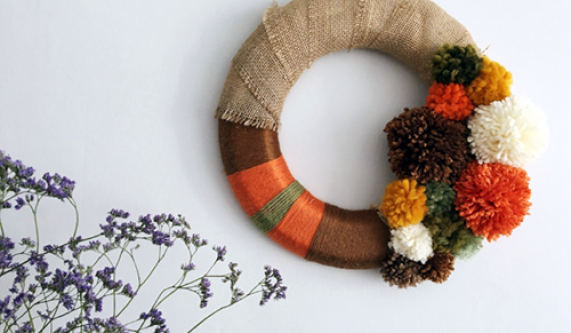 Fall Pom Pom Wreath at Jackalope Art Fair