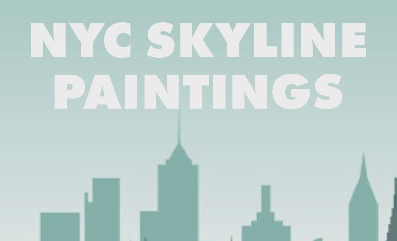 NYC Skyline Landscape Paintings @ Winemak’Her Bar