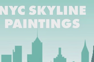 NYC Skyline Landscape Paintings @ Winemak’Her Bar