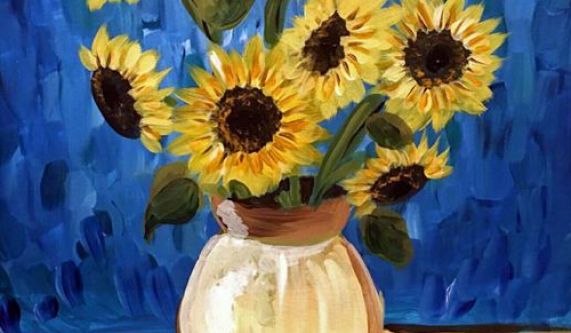 Paint and Sip Van Gogh Sunflowers [Class in NYC] Paint & Sip Studio
