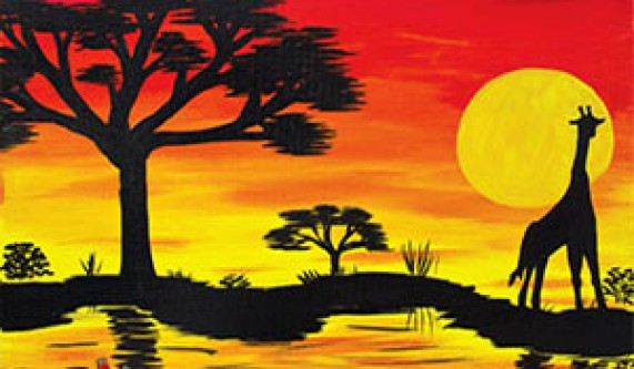 Paint &amp; Sip: African Sunset II - Painting Classes 