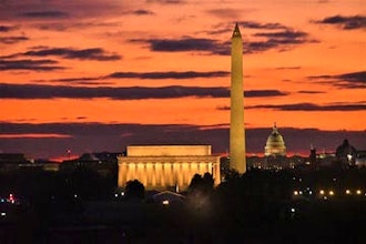 Sunrise over Washington from Arlington