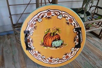 Christmas Round Tray with Metal Handles
