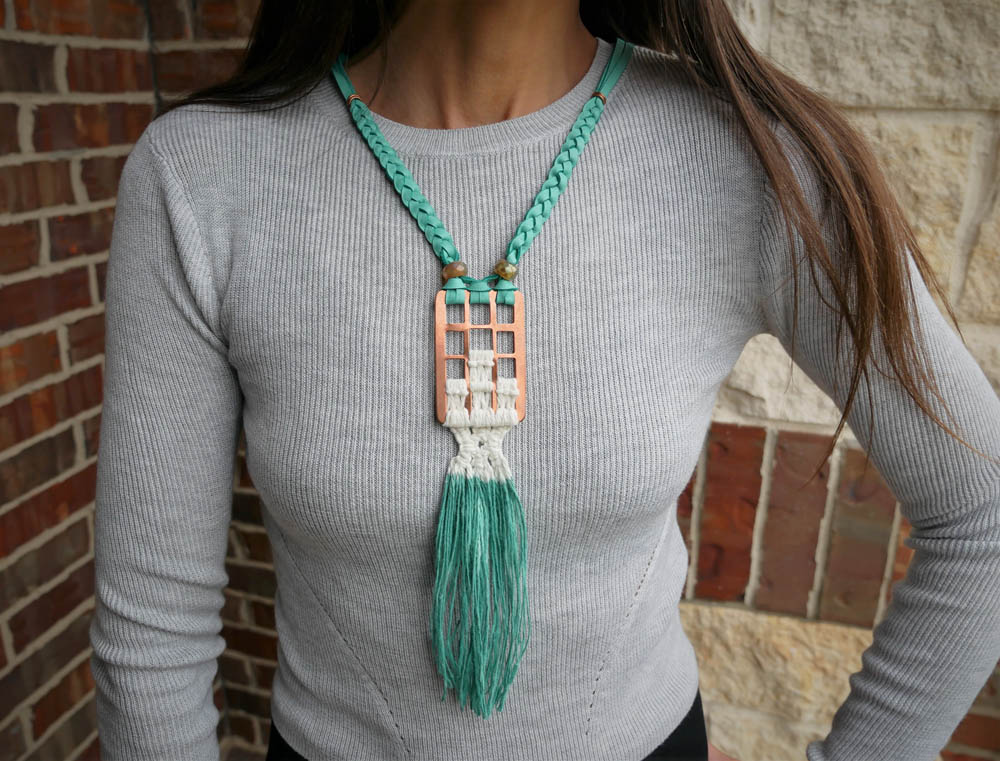 dip-dyed macrame necklace - necklace classes houston, tx
