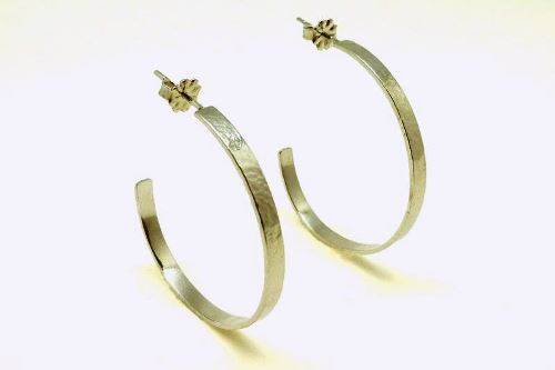 Sterling Silver Hammered Half-Hoop Earrings