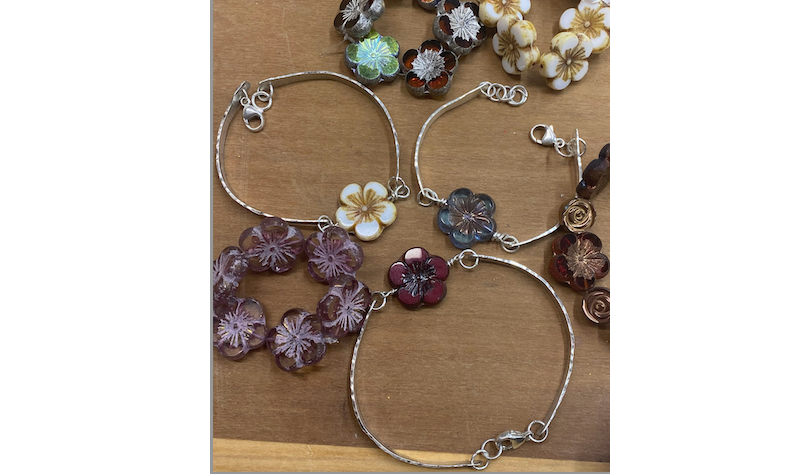 Petals and Metal Bracelet