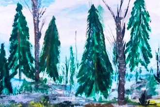 Abstract Winter Forest Byob Painting Classes Los Angeles