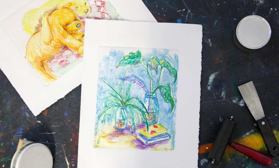 Monoprint: Combining Watercolor, Drawing, and Collage into Printmaking