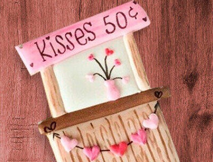 Vintage Valentines Day Royal Icing Cookie