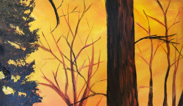 Acrylic Painting: Coffee-n-Canvas "Forest Glow"