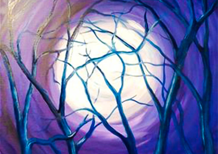 Acrylic Painting: Haunted Moon