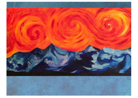 Acrylic Painting: Swirling Skies Over the Rockies