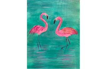 Online Acrylic Painting: Flamingos