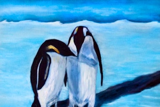 Acrylic Painting: Penguin Love